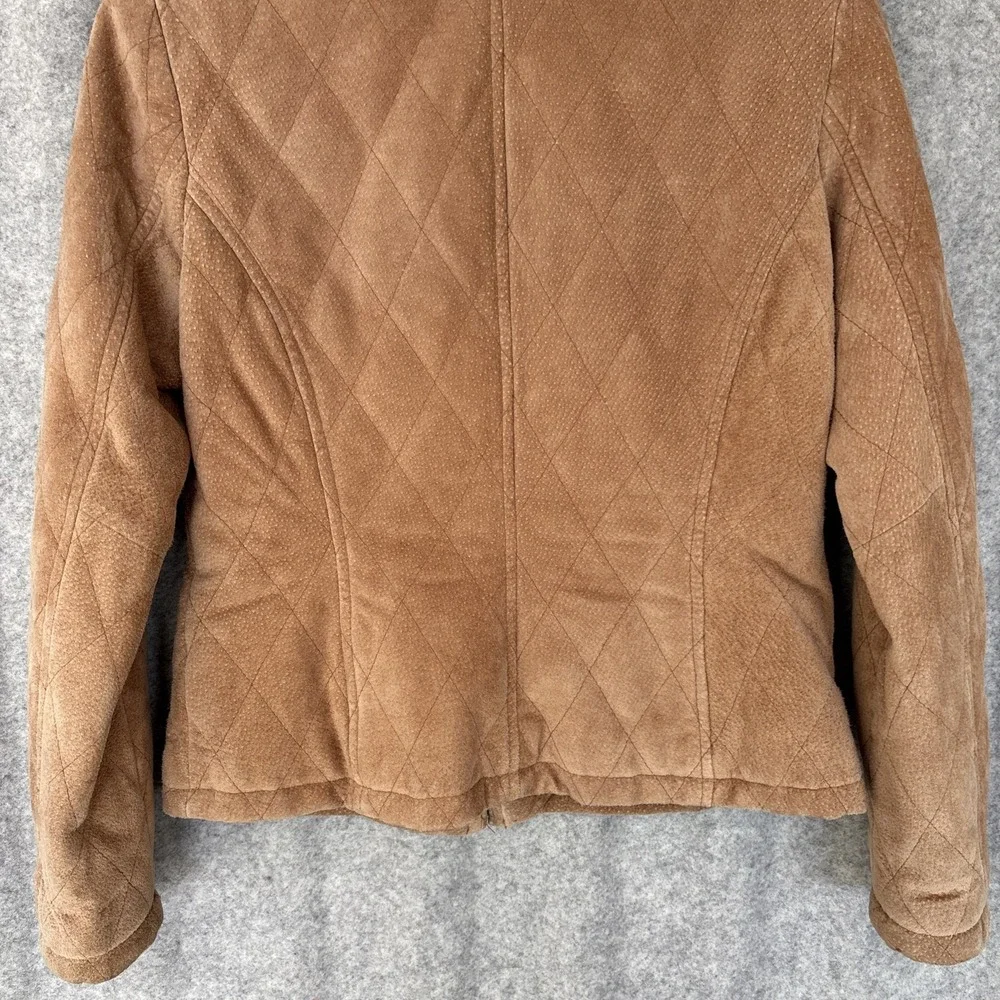 Vintage Casablanca Suede Leather Jacket Womens S Brown Zip Front Retro Coat - Picture 13 of 16